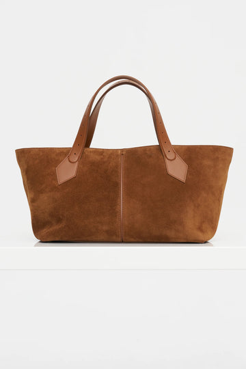 Structured Calfskin Magnetic Tab Open Top Tote Bag