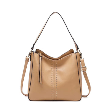 Studded Vegan Leather Multi-Wear Hobo Tote Bag