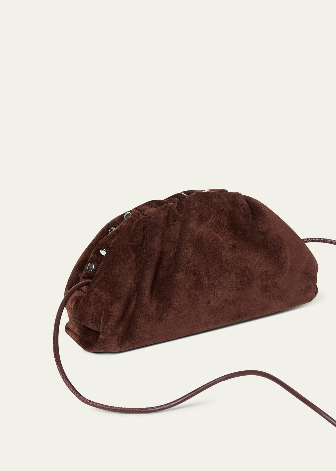 Studded Gathered Leather Convertible Hand Clutch